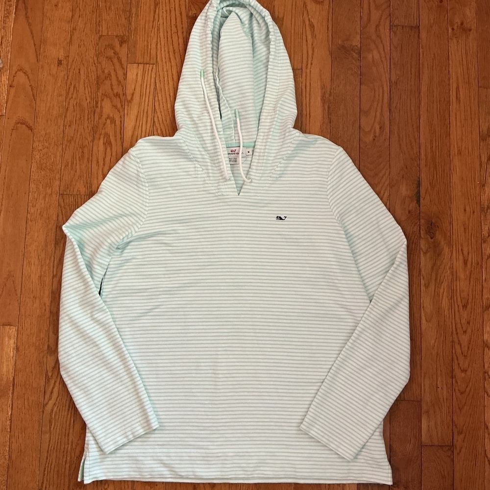 Vineyard Vines Striped Long-Sleeve Whale French Terry Hoodie Size M